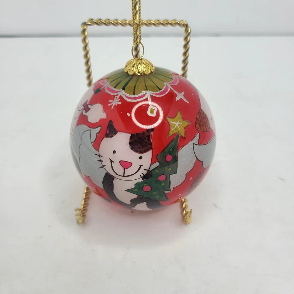 Pier 1 Imports li bien Glass Ornament Interior Hand Painted‎ Cats Dogs Pets 2010